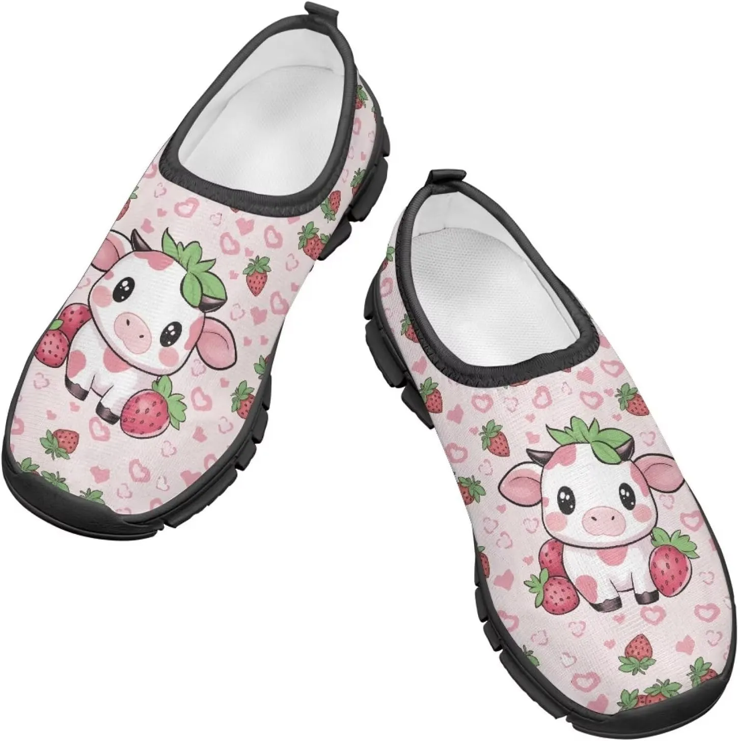 Big Kids Art Pattern Cute Casual Loafers Slip On Mesh Walking Shoes Comfortable Lightweight Kids Outdoor Travel Shoes for Boy Girl US Size 11-15