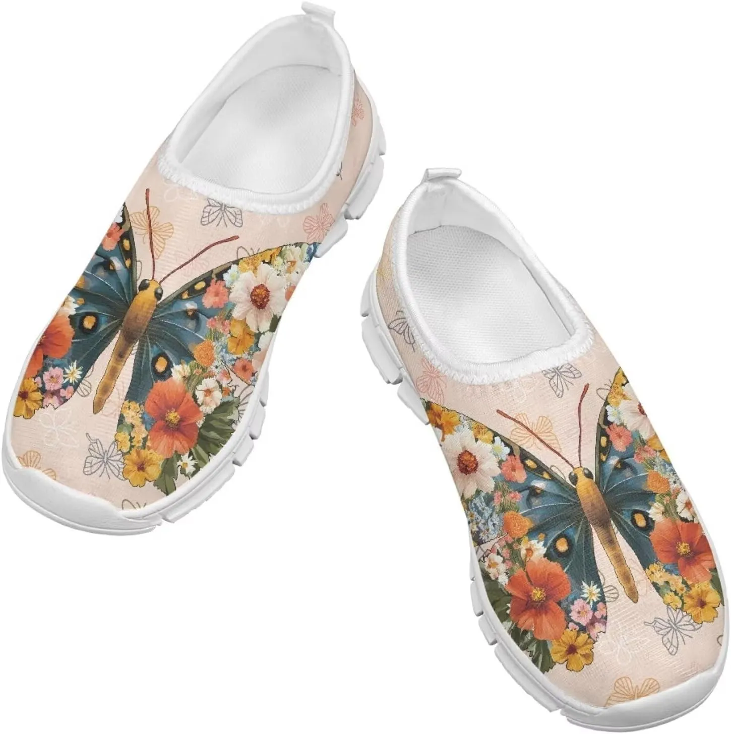 Big Kids Cute Slip-On Walking Sneakers Casual Tennis Loafers Shoes Breathable Workout Sneakers Lightweight Travel Shoes US Size 11-15