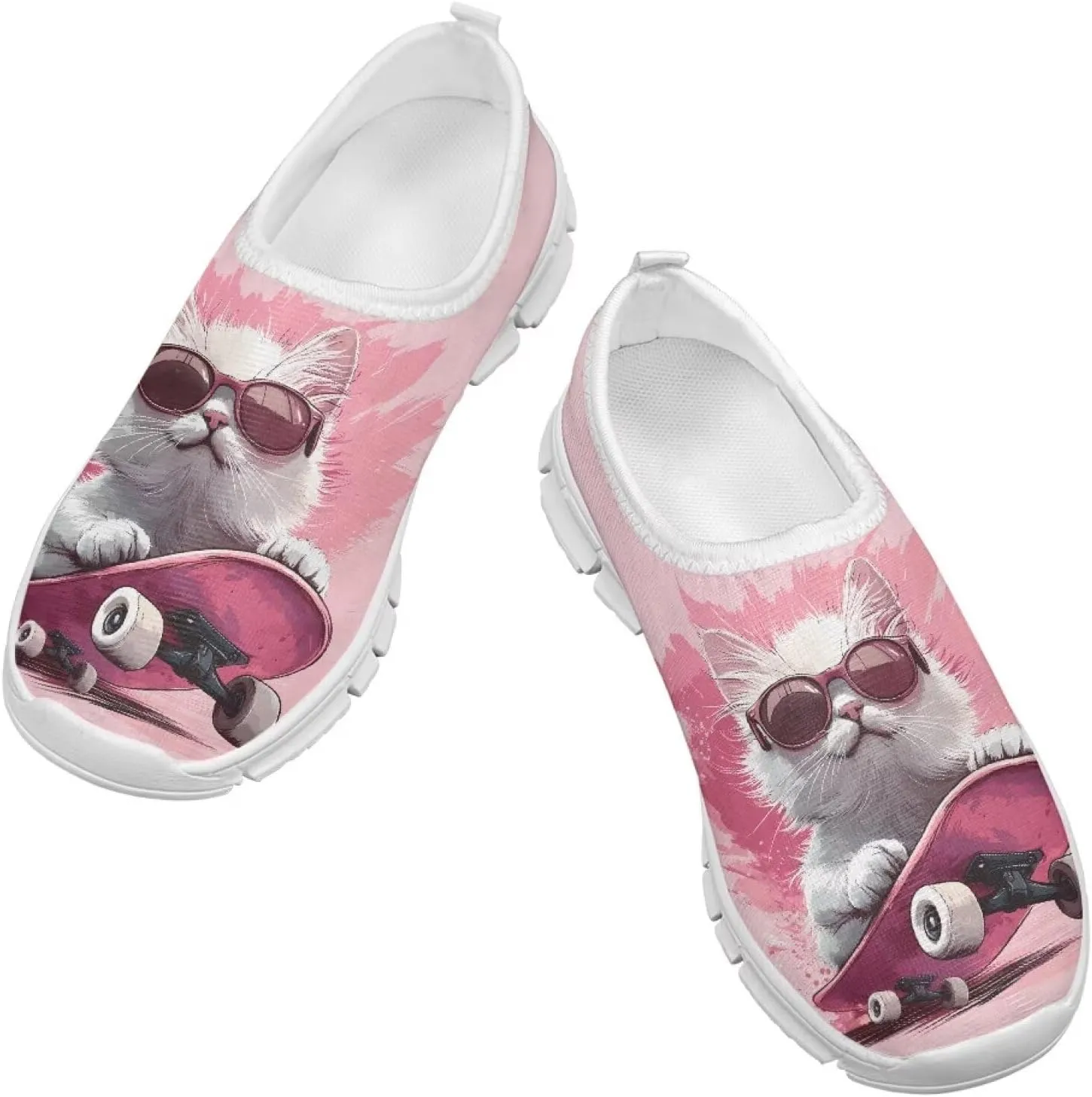 Big Kids Cute Slip-On Walking Sneakers Casual Tennis Loafers Shoes Breathable Workout Sneakers Lightweight Travel Shoes US Size 11-15