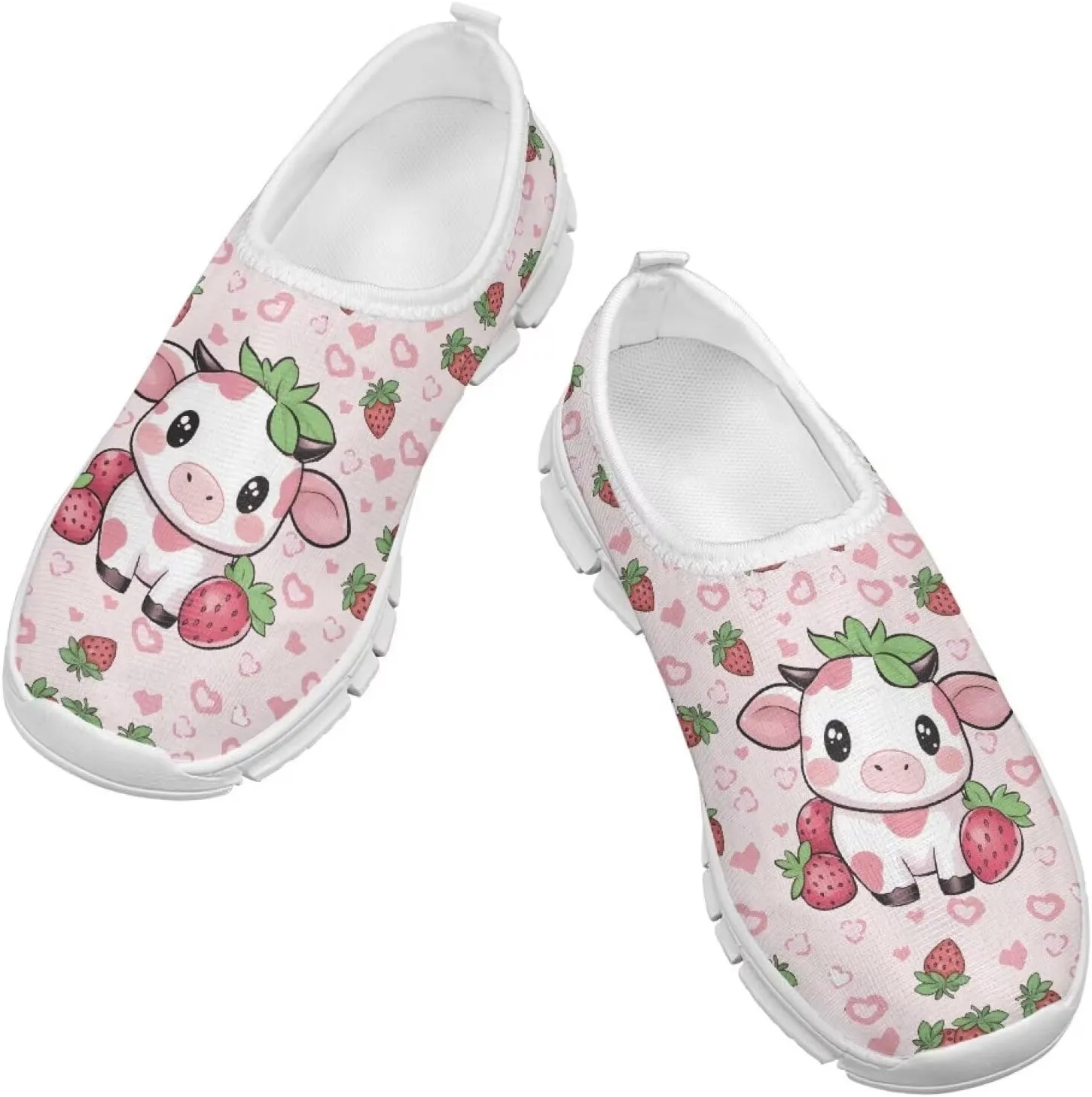 Big Kids Cute Slip-On Walking Sneakers Casual Tennis Loafers Shoes Breathable Workout Sneakers Lightweight Travel Shoes US Size 11-15