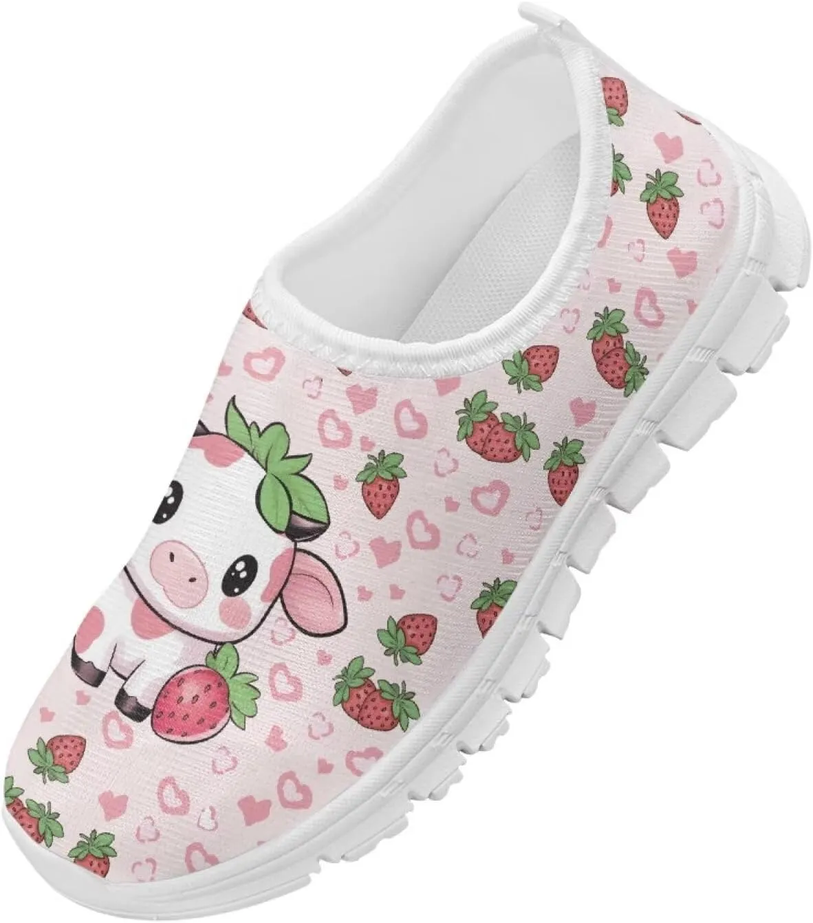 Big Kids Cute Slip-On Walking Sneakers Casual Tennis Loafers Shoes Breathable Workout Sneakers Lightweight Travel Shoes US Size 11-15