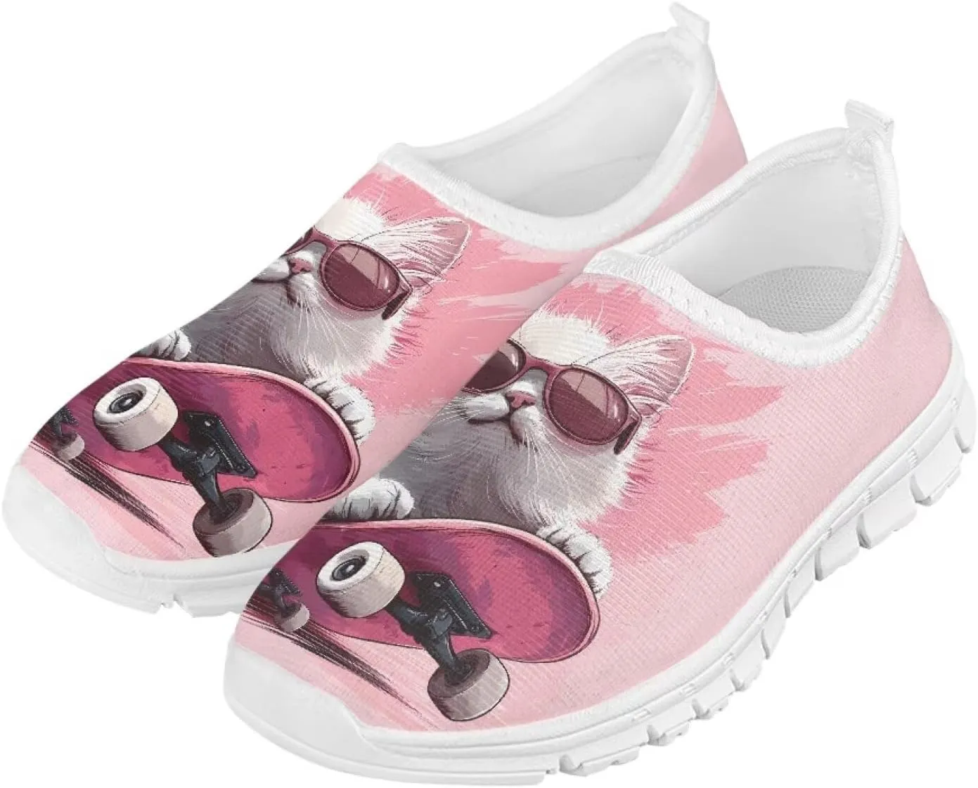 Big Kids Cute Slip-On Walking Sneakers Casual Tennis Loafers Shoes Breathable Workout Sneakers Lightweight Travel Shoes US Size 11-15