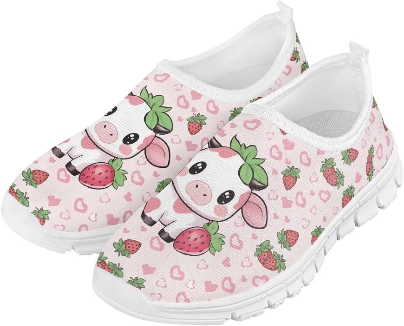 Big Kids Cute Slip-On Walking Sneakers Casual Tennis Loafers Shoes Breathable Workout Sneakers Lightweight Travel Shoes US Size 11-15
