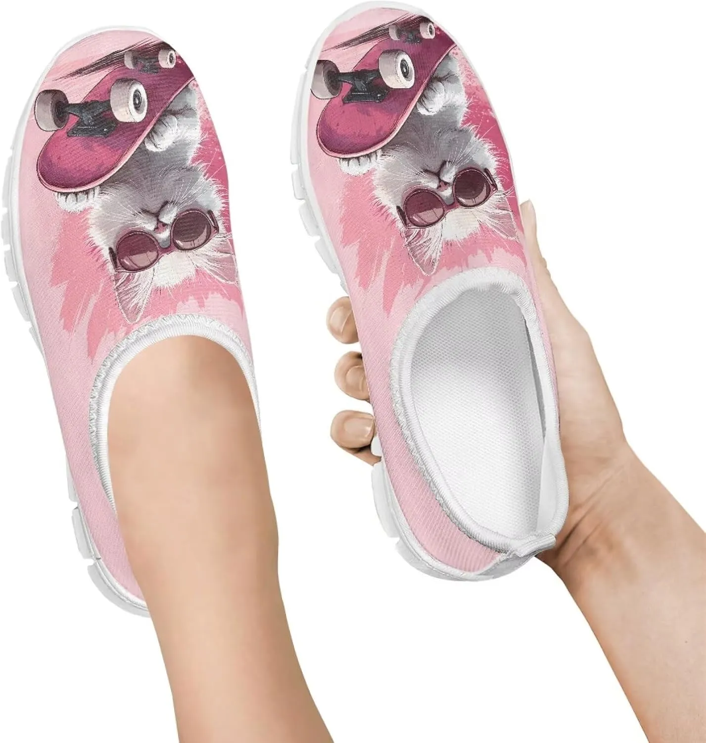 Big Kids Cute Slip-On Walking Sneakers Casual Tennis Loafers Shoes Breathable Workout Sneakers Lightweight Travel Shoes US Size 11-15