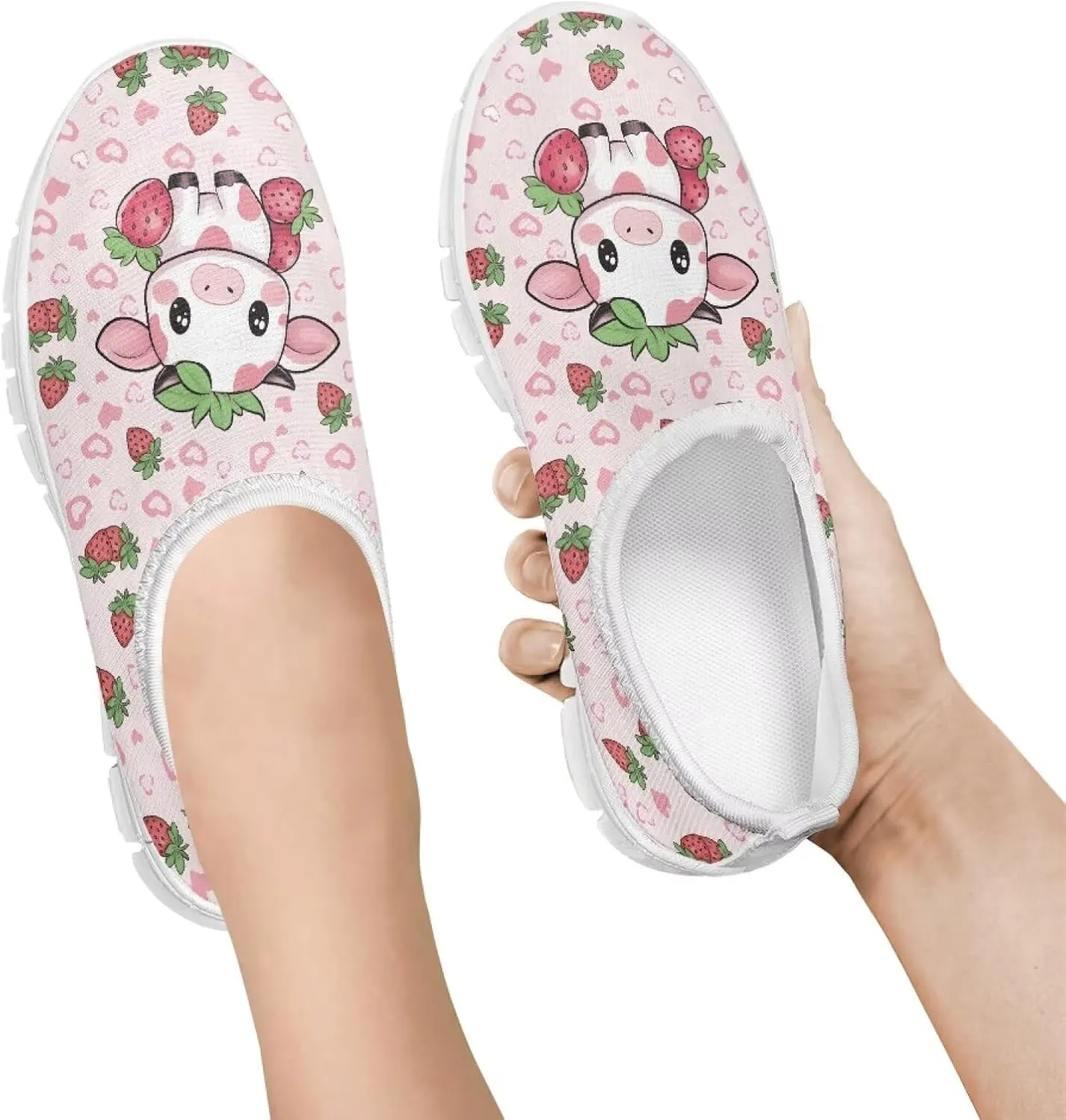 Big Kids Cute Slip-On Walking Sneakers Casual Tennis Loafers Shoes Breathable Workout Sneakers Lightweight Travel Shoes US Size 11-15