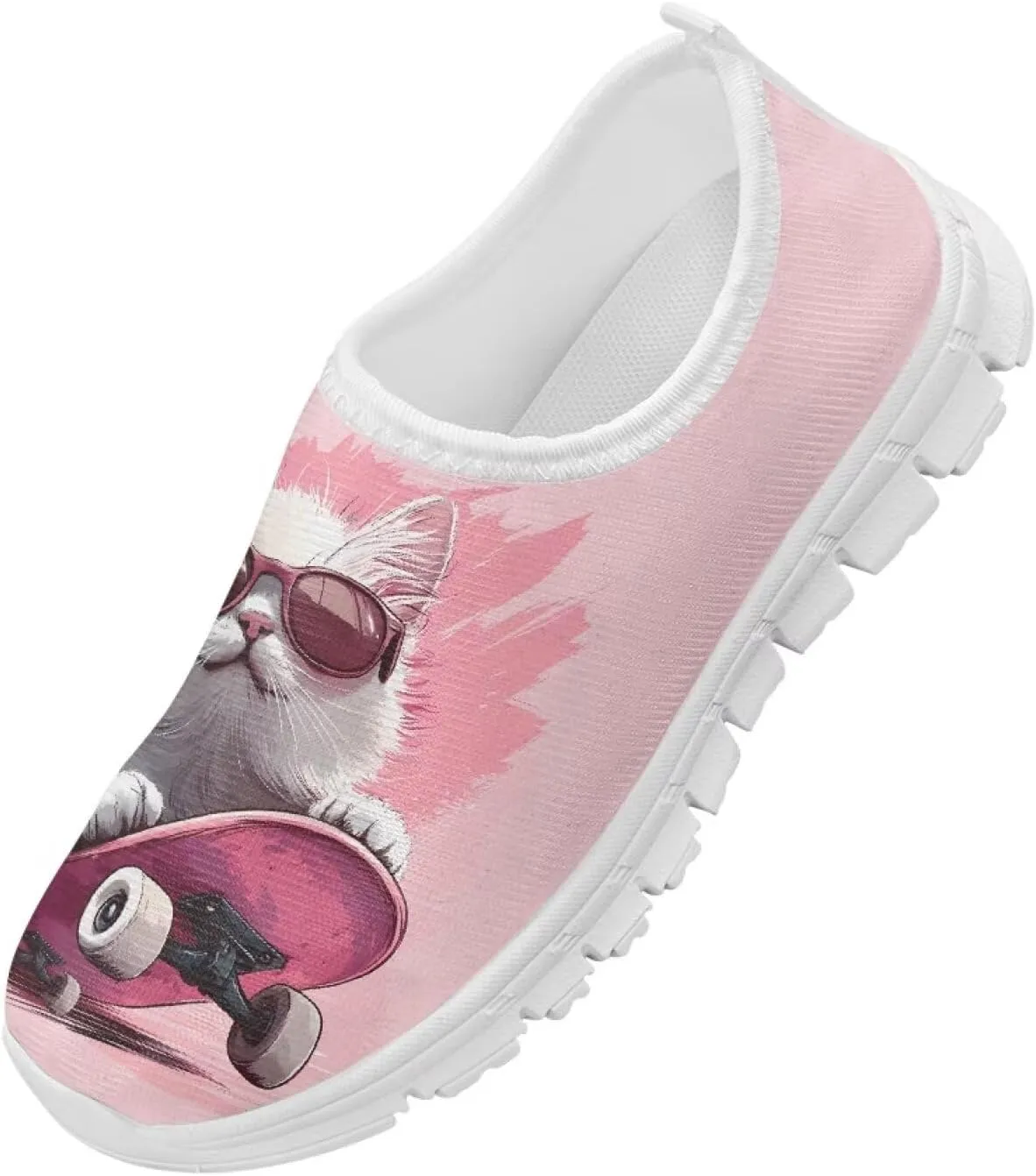 Big Kids Cute Slip-On Walking Sneakers Casual Tennis Loafers Shoes Breathable Workout Sneakers Lightweight Travel Shoes US Size 11-15