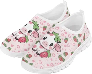 Big Kids Cute Slip-On Walking Sneakers Casual Tennis Loafers Shoes Breathable Workout Sneakers Lightweight Travel Shoes US Size 11-15