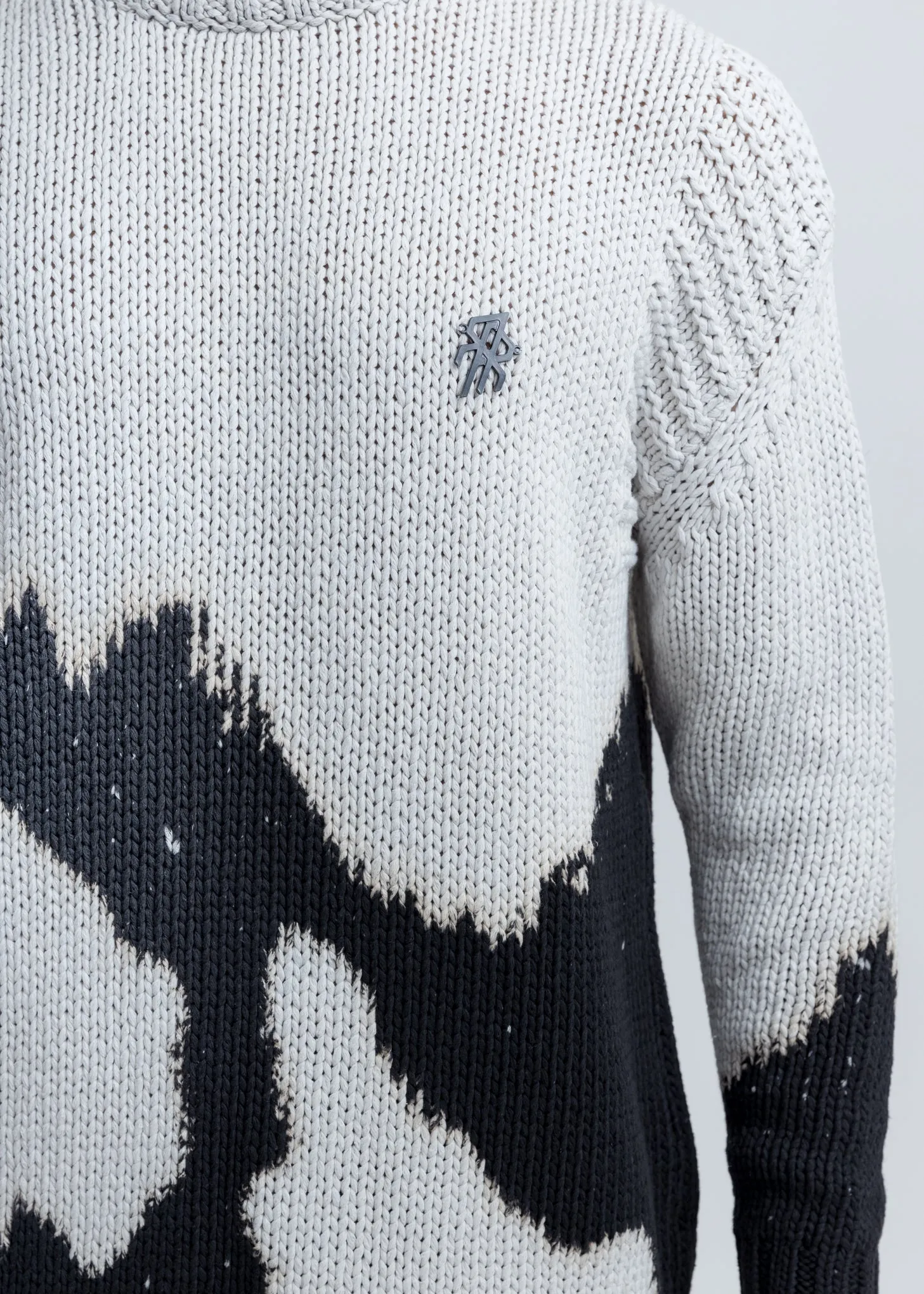 Black And White Loose Knit Sweater