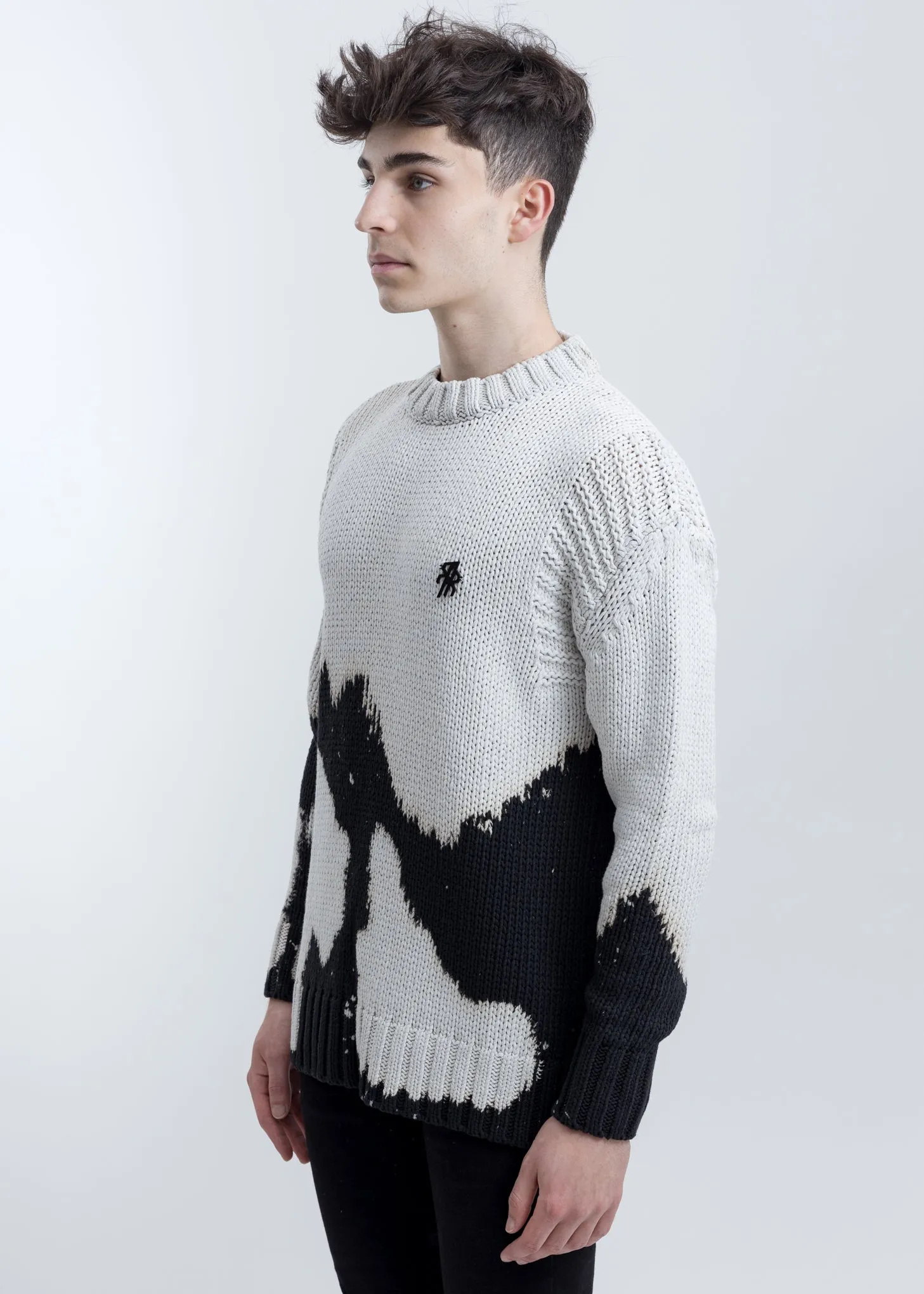 Black And White Loose Knit Sweater