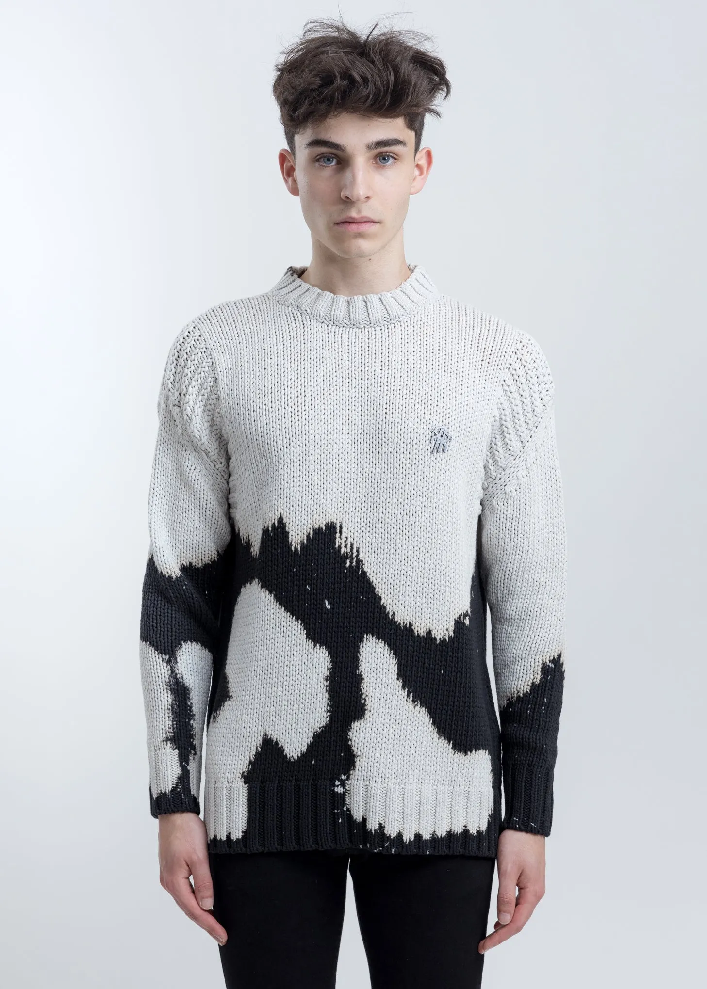 Black And White Loose Knit Sweater