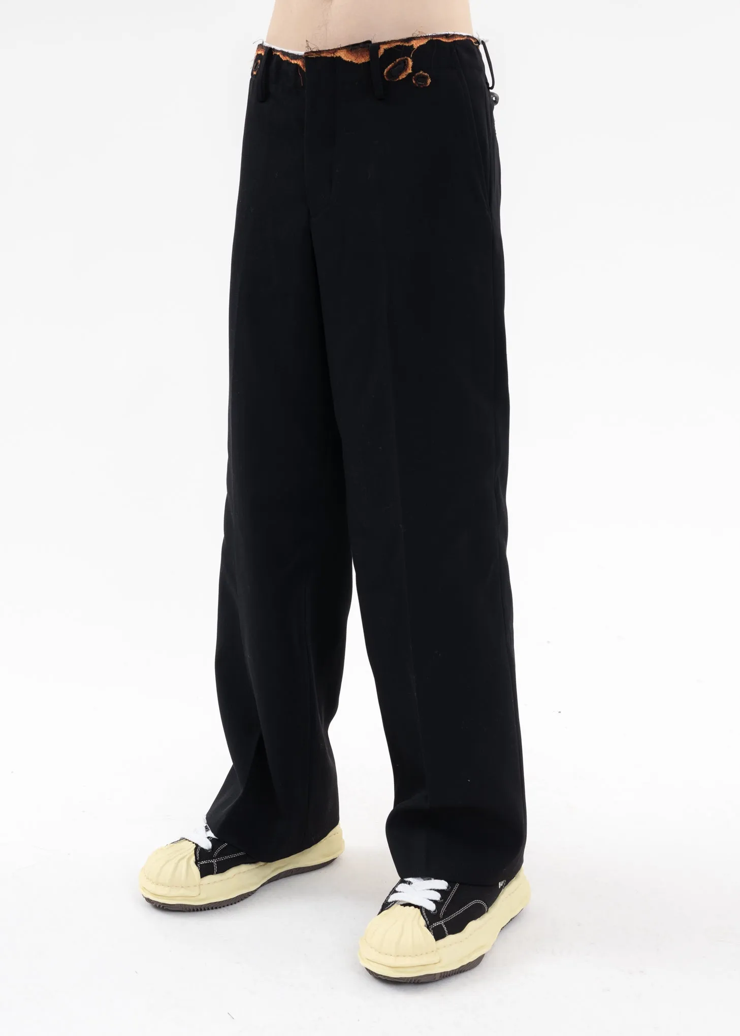 Black BURNIG EMBROIDERY TROUSERS