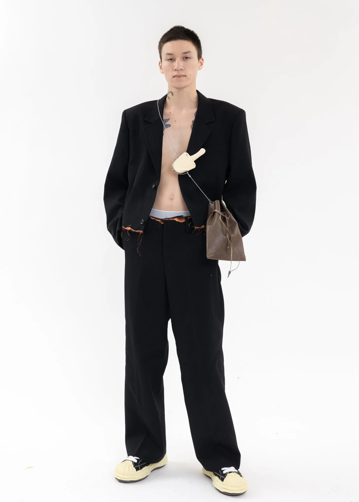 Black BURNIG EMBROIDERY TROUSERS