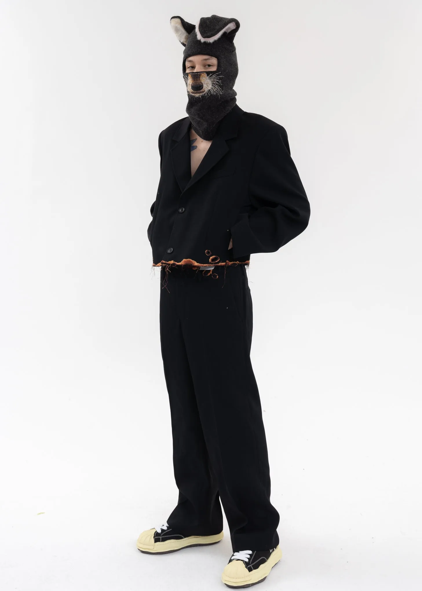 Black BURNIG EMBROIDERY TROUSERS