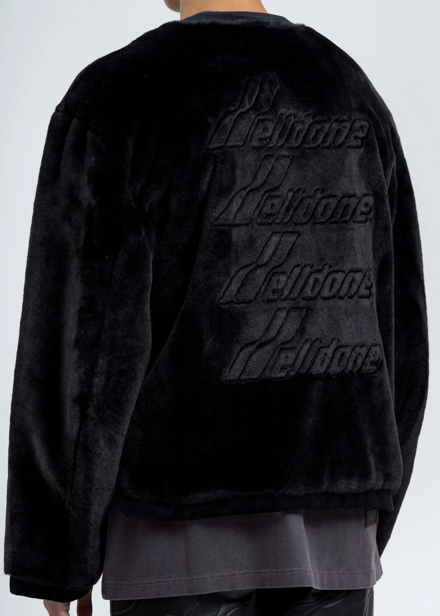 Black Faux Fur Round Neck Jacket