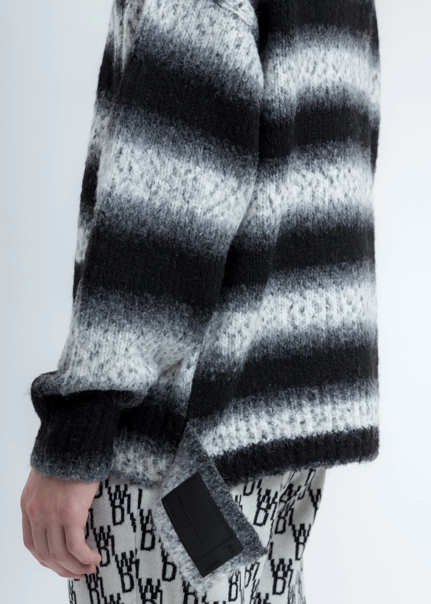 Black Gradation Stripe Knit Sweater