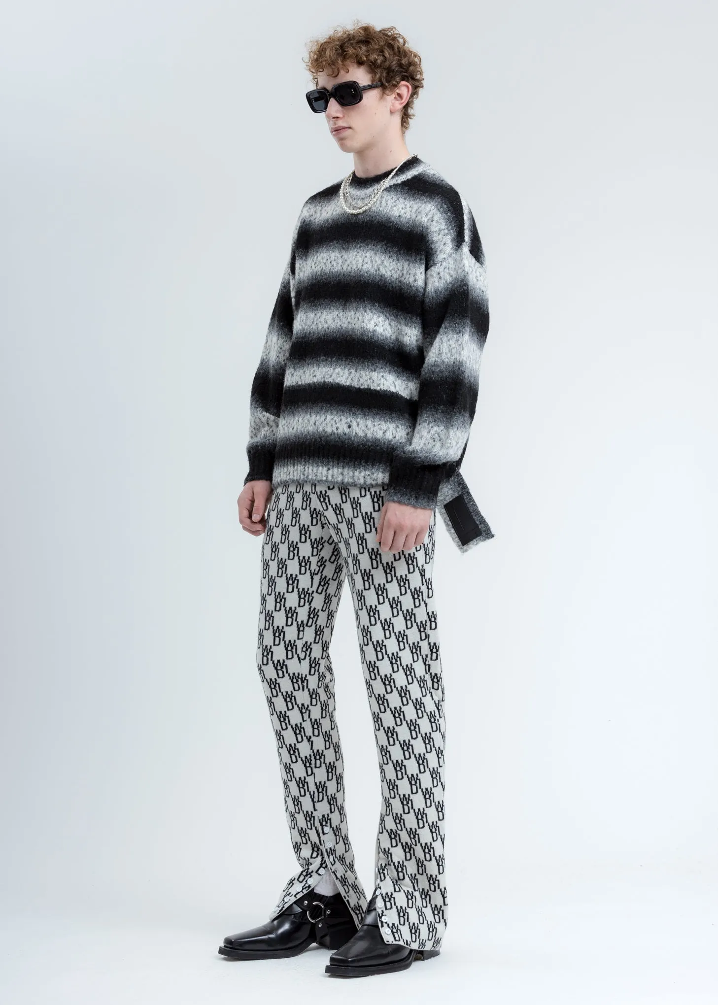Black Gradation Stripe Knit Sweater