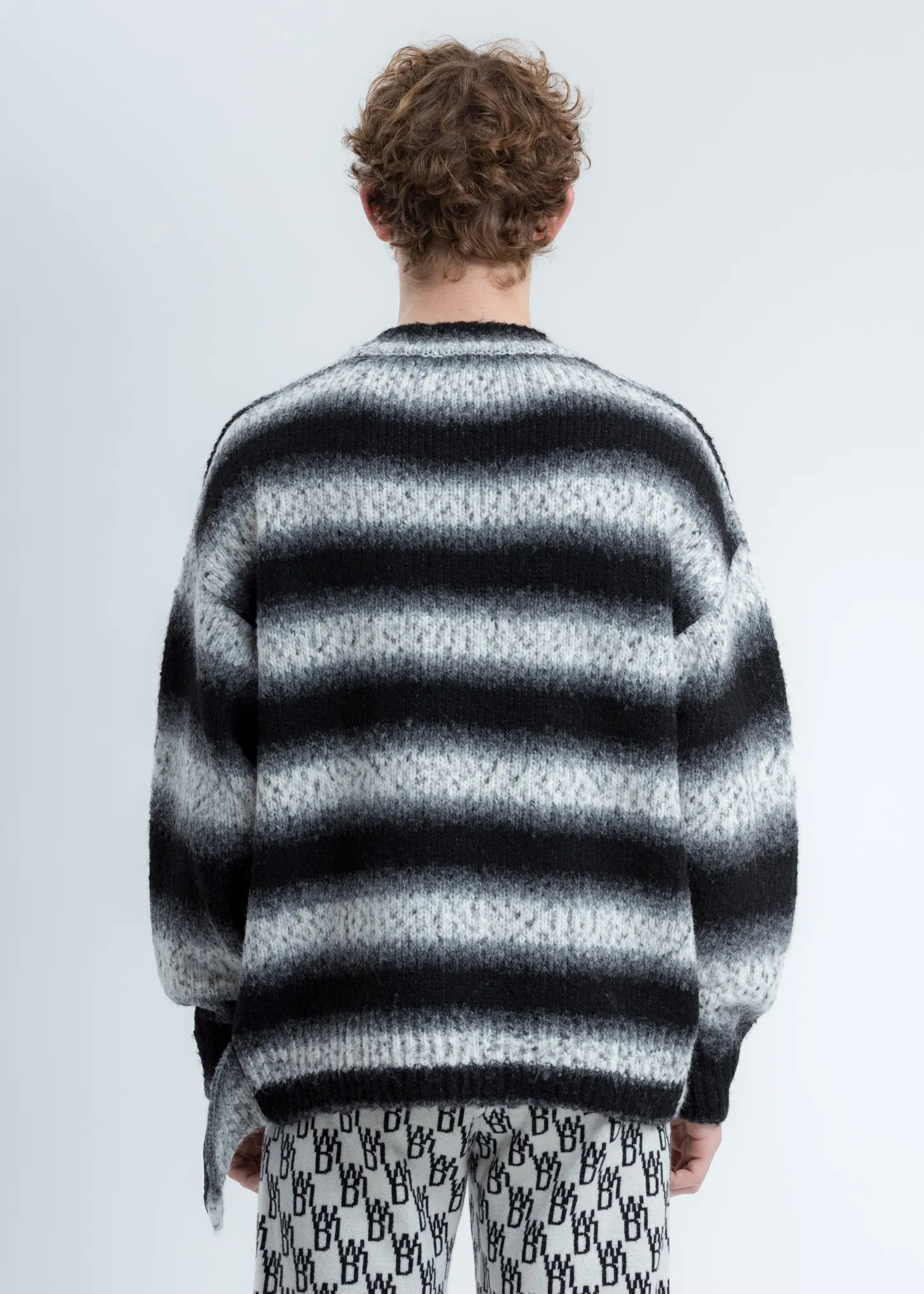 Black Gradation Stripe Knit Sweater