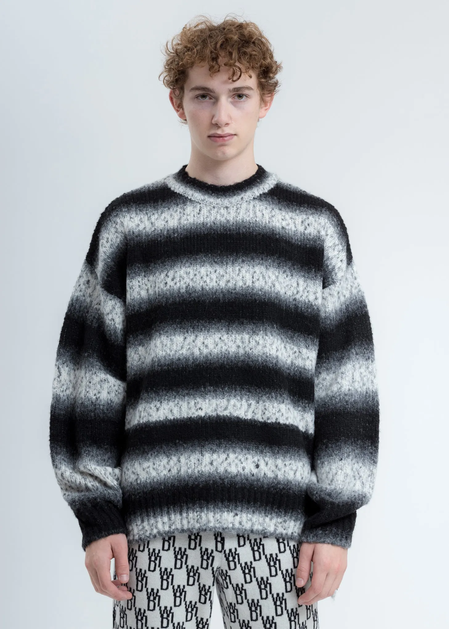 Black Gradation Stripe Knit Sweater