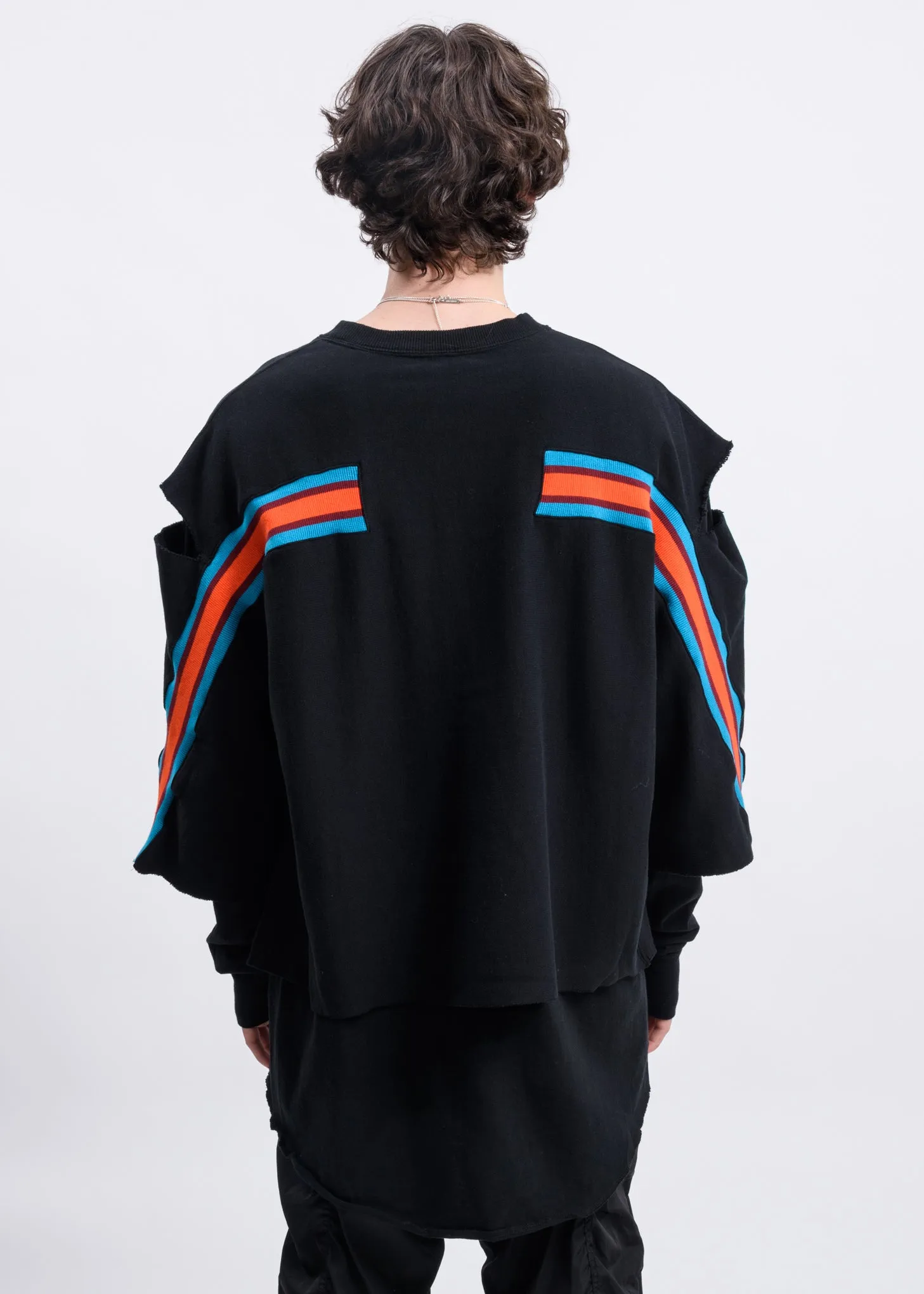 Black Layered Rib Sweatshirt