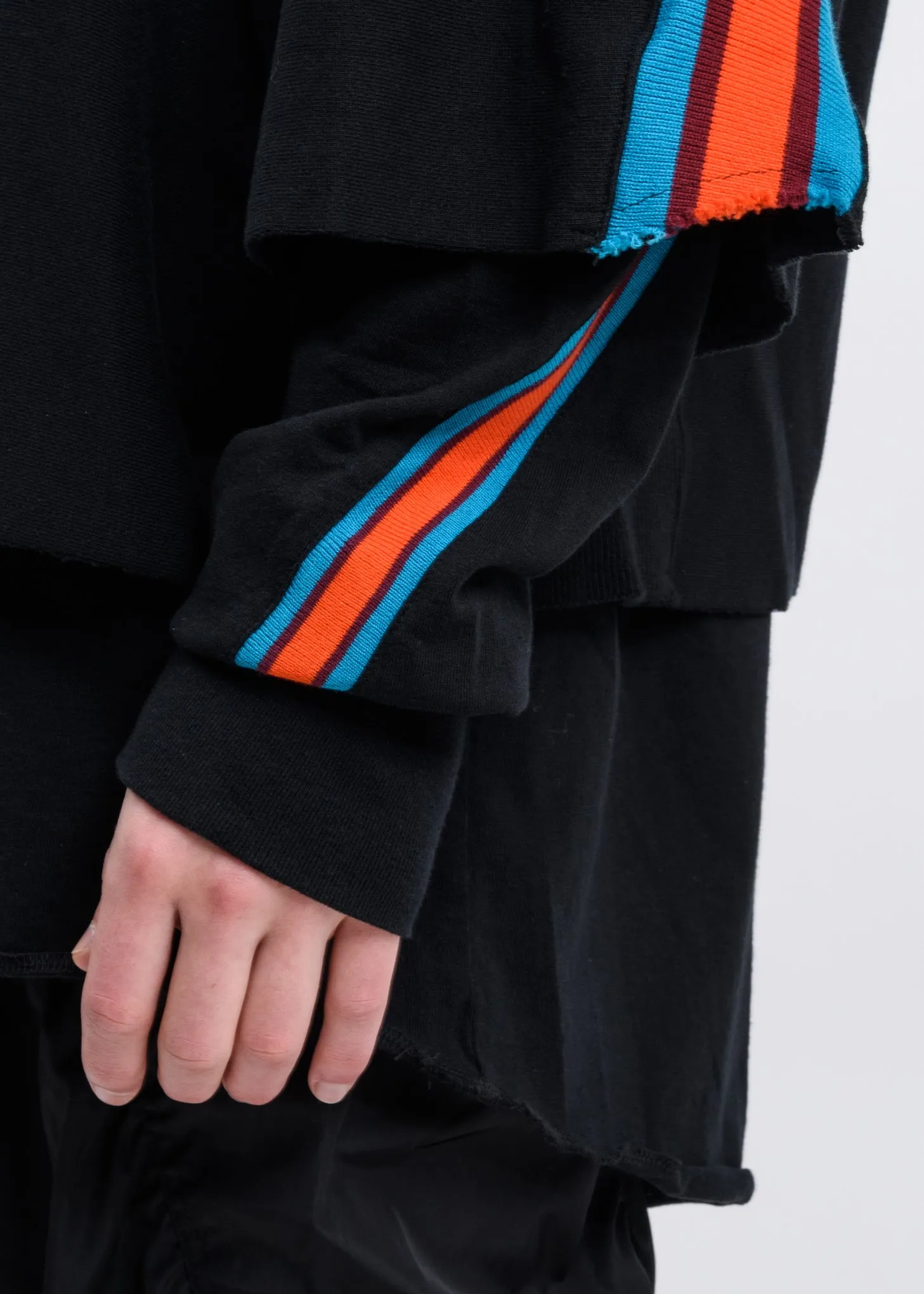 Black Layered Rib Sweatshirt