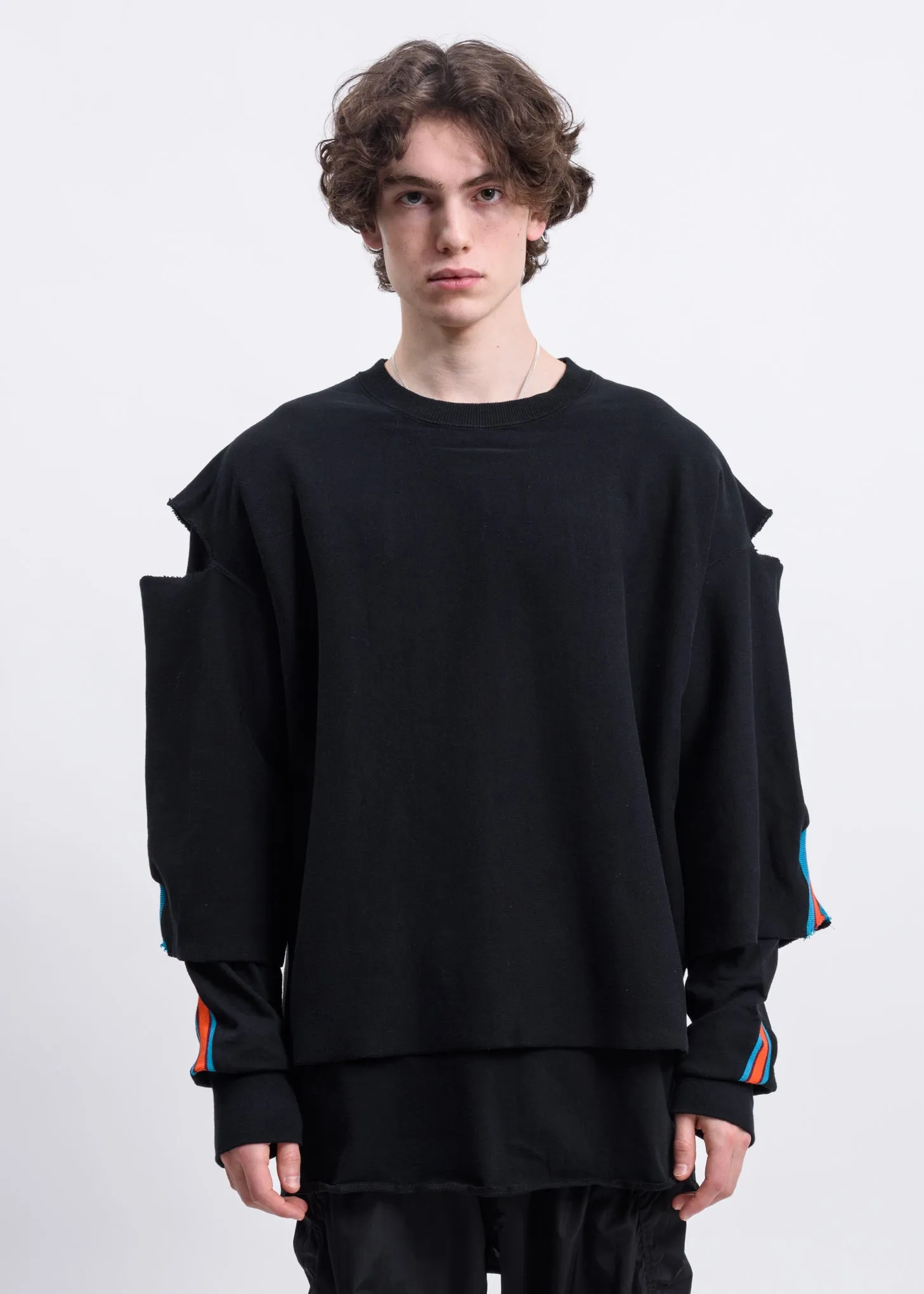 Black Layered Rib Sweatshirt