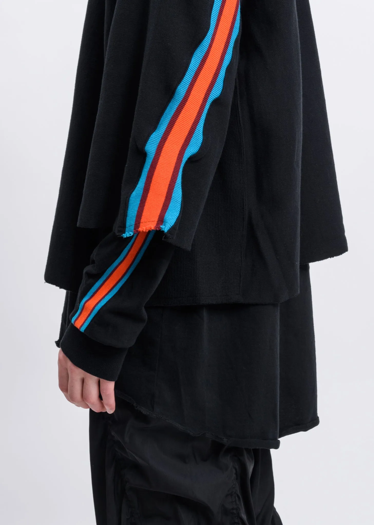 Black Layered Rib Sweatshirt