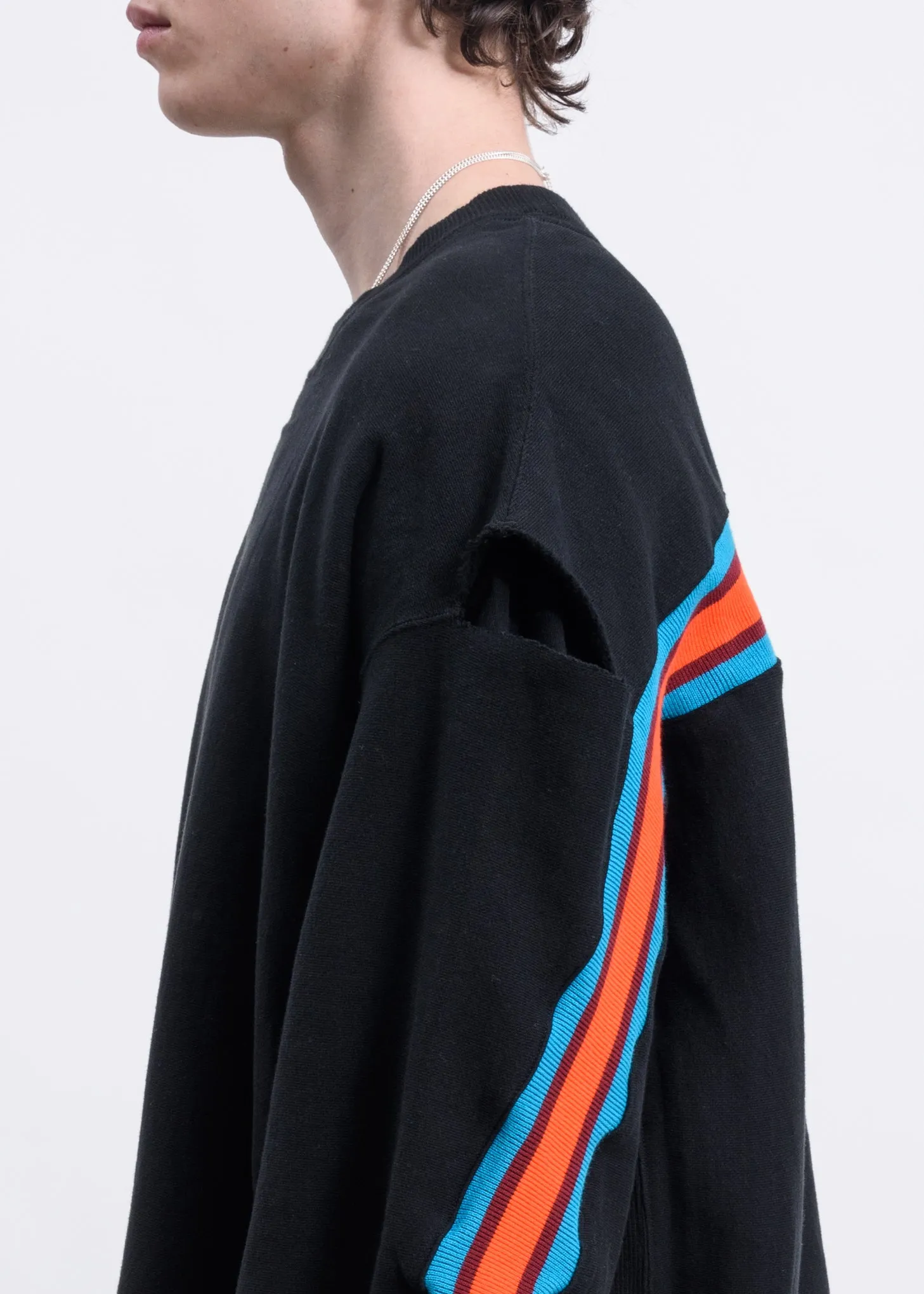 Black Layered Rib Sweatshirt