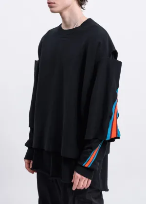 Black Layered Rib Sweatshirt