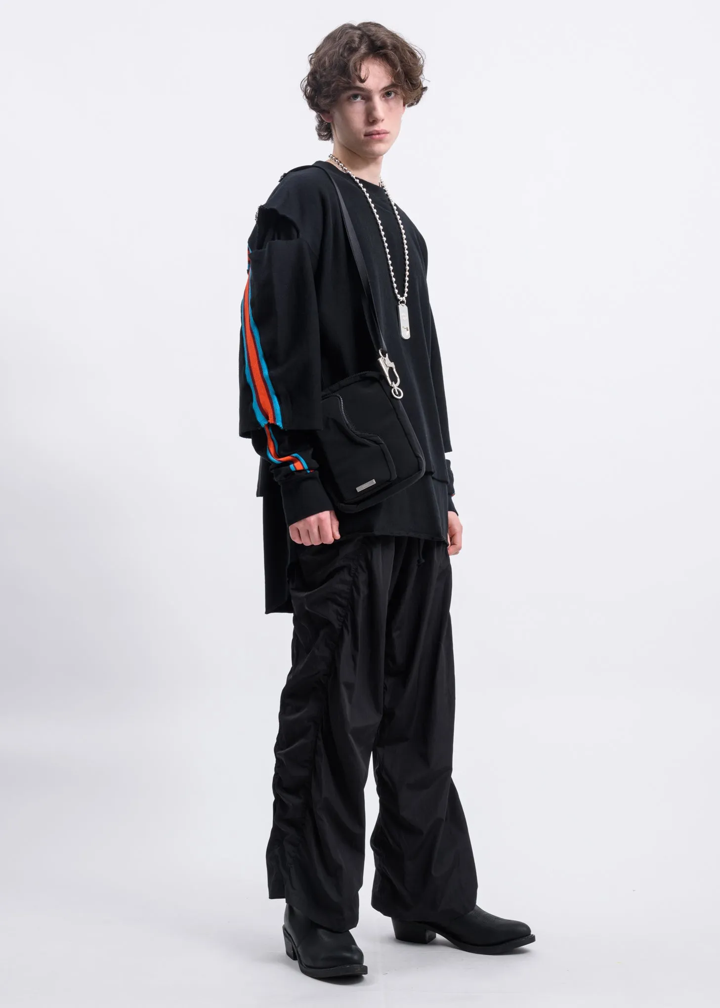 Black Layered Rib Sweatshirt