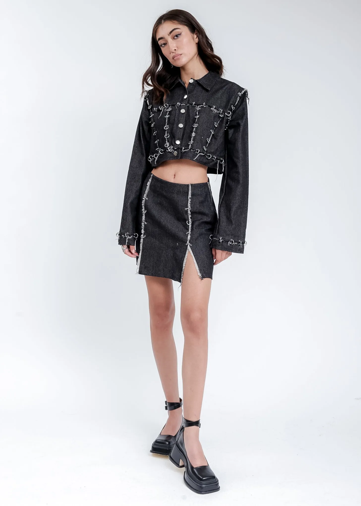 Black Pieced Denim Jacket