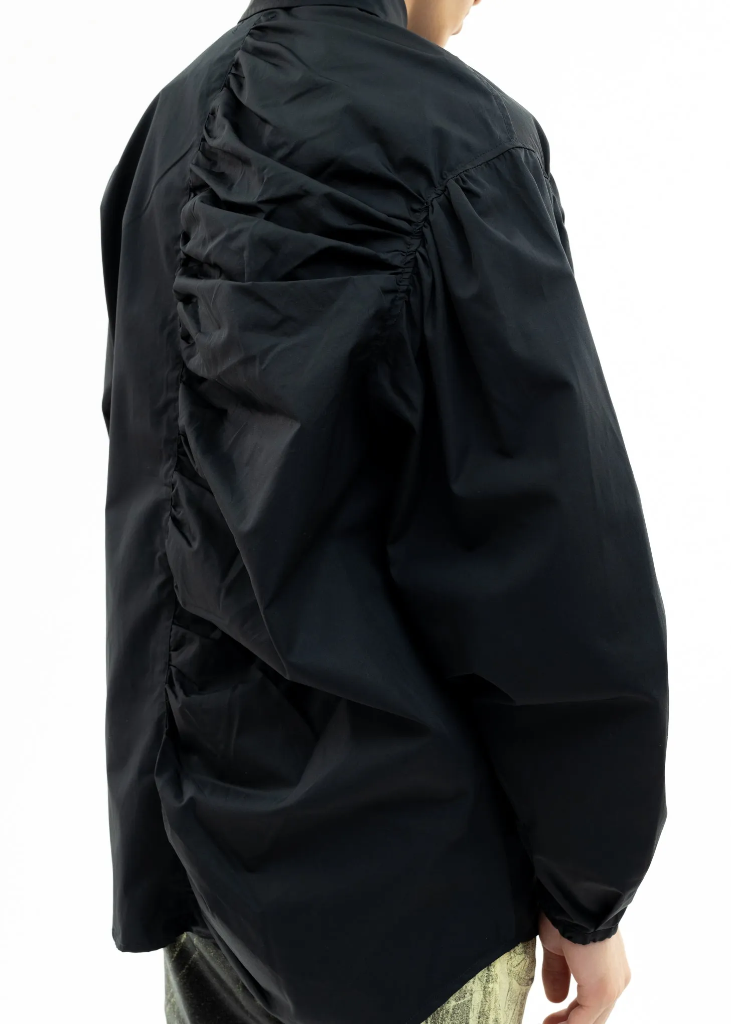 Black Shirt With Shirring Detail