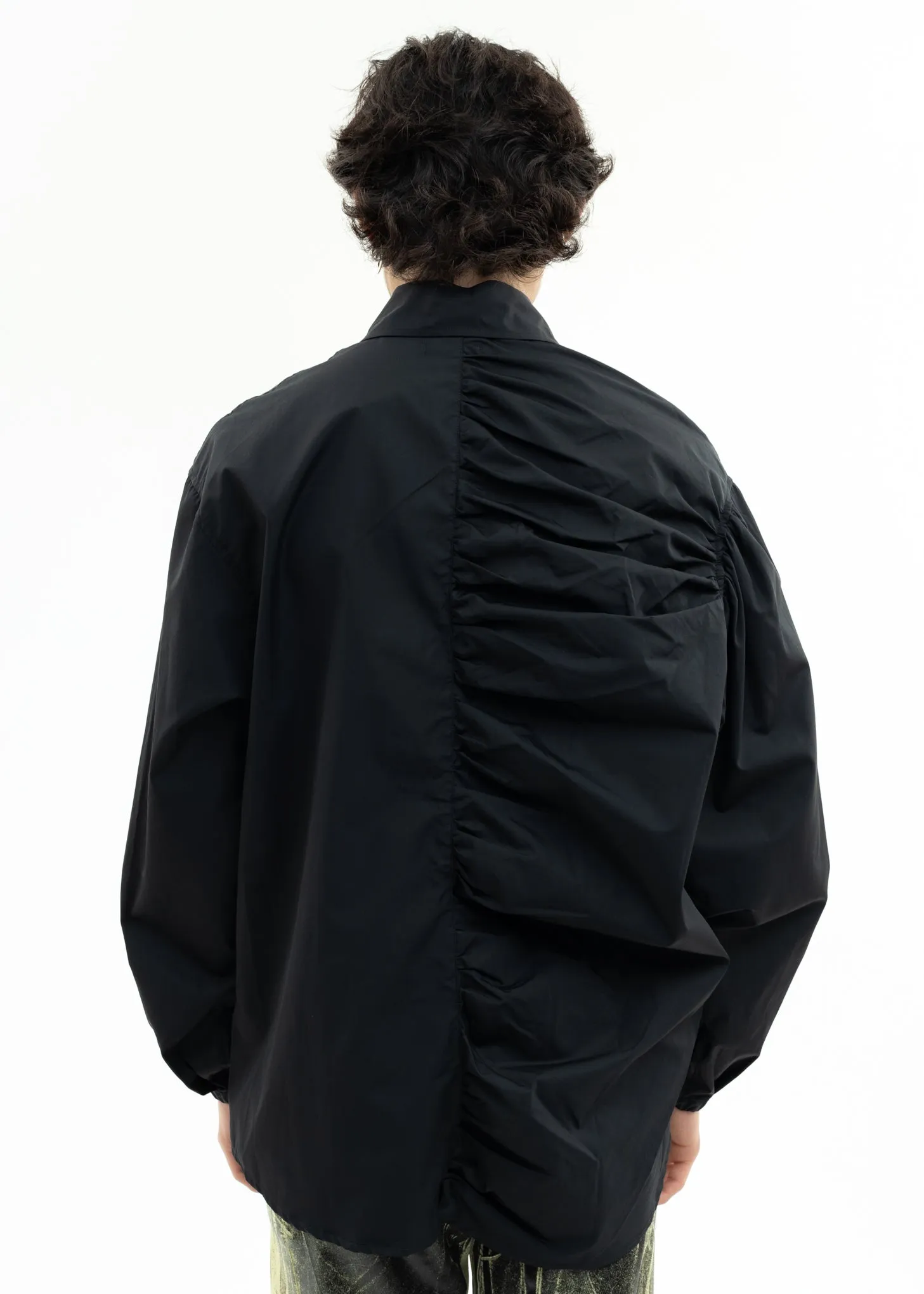 Black Shirt With Shirring Detail