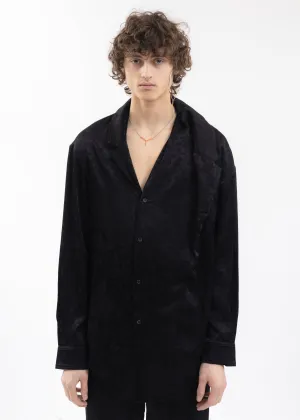 BLACK TWISTED LAPEL SHIRT