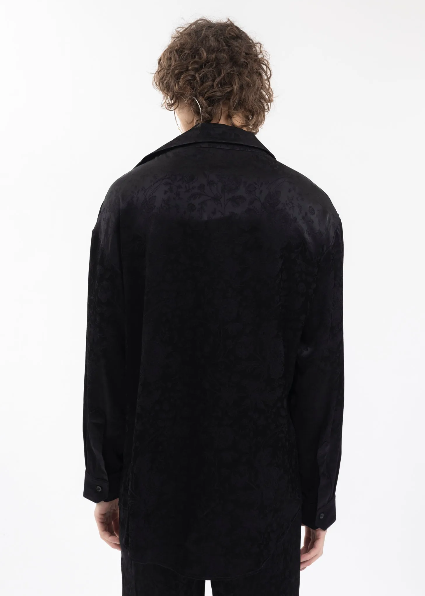 BLACK TWISTED LAPEL SHIRT