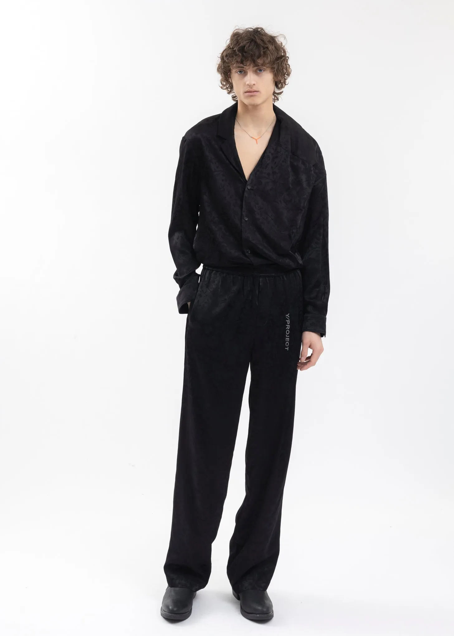 BLACK TWISTED LAPEL SHIRT