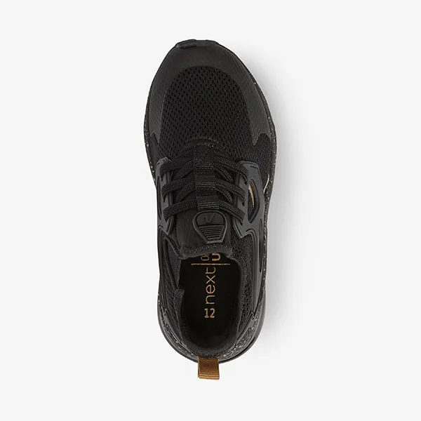 Black/Gold Fusion Elastic Lace Trainers (Older Boys