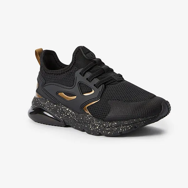 Black/Gold Fusion Elastic Lace Trainers (Older Boys