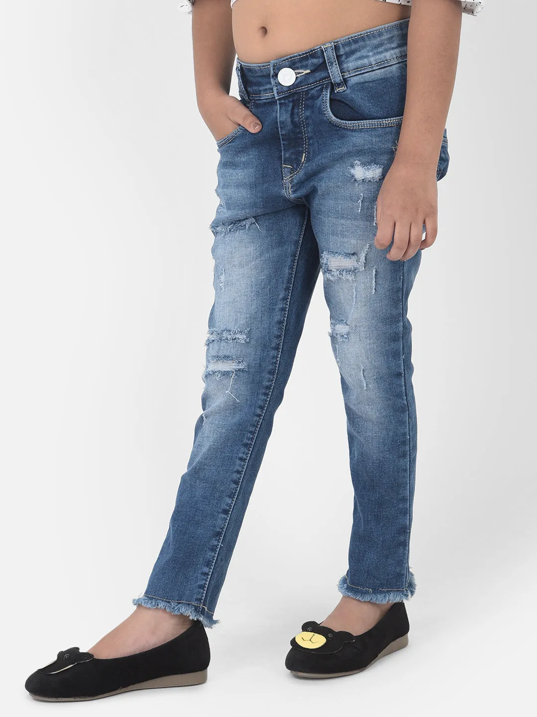 Blue Light Fade Distressed Jeans
