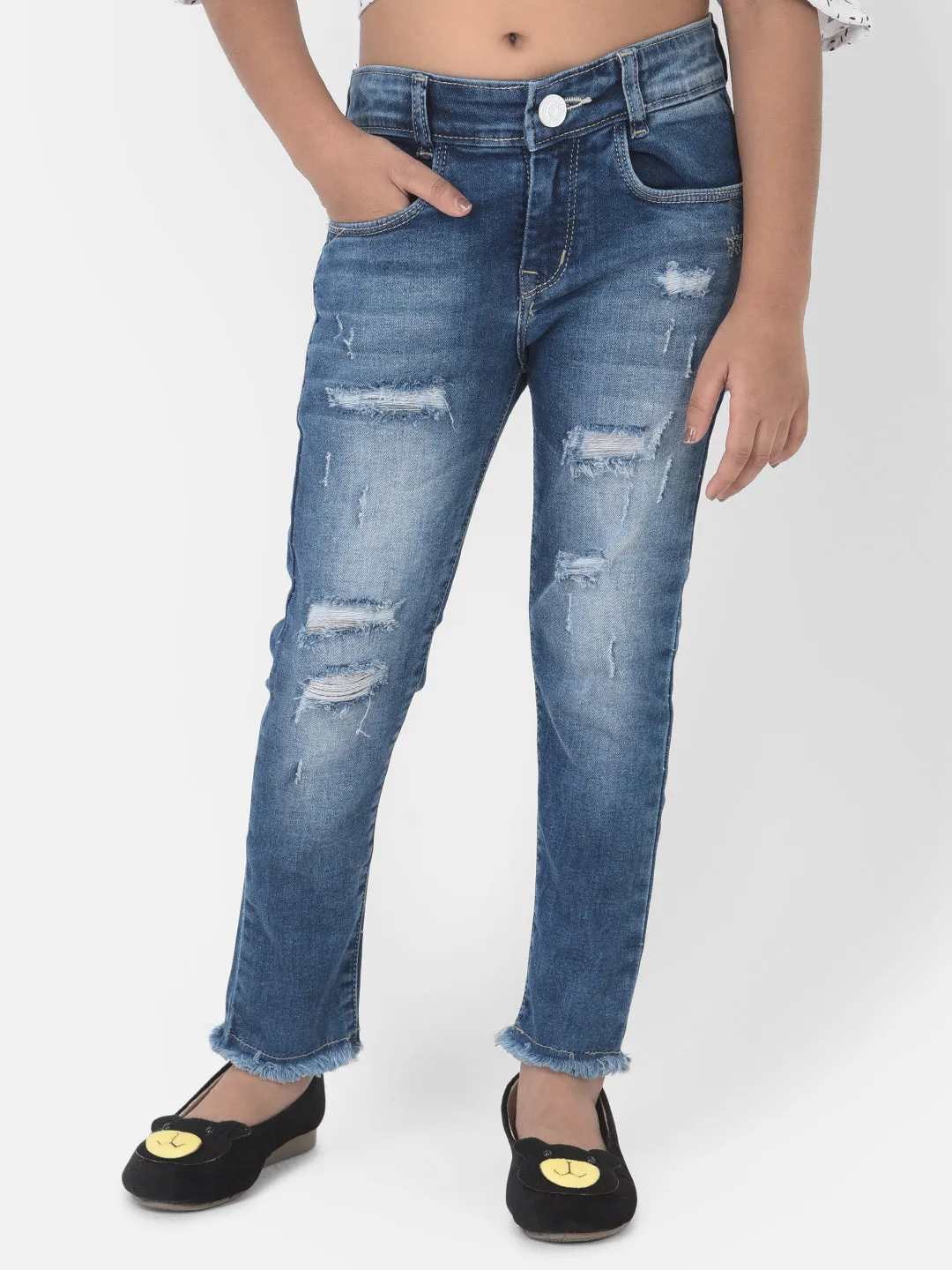 Blue Light Fade Distressed Jeans