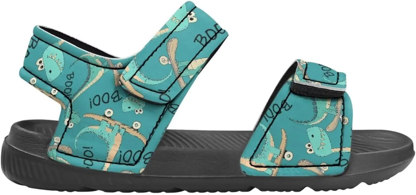 Boys' Fashion Sandals with Cool Print, Non-slip, Hook and Loop Design, for Beach, Park, Water Activities