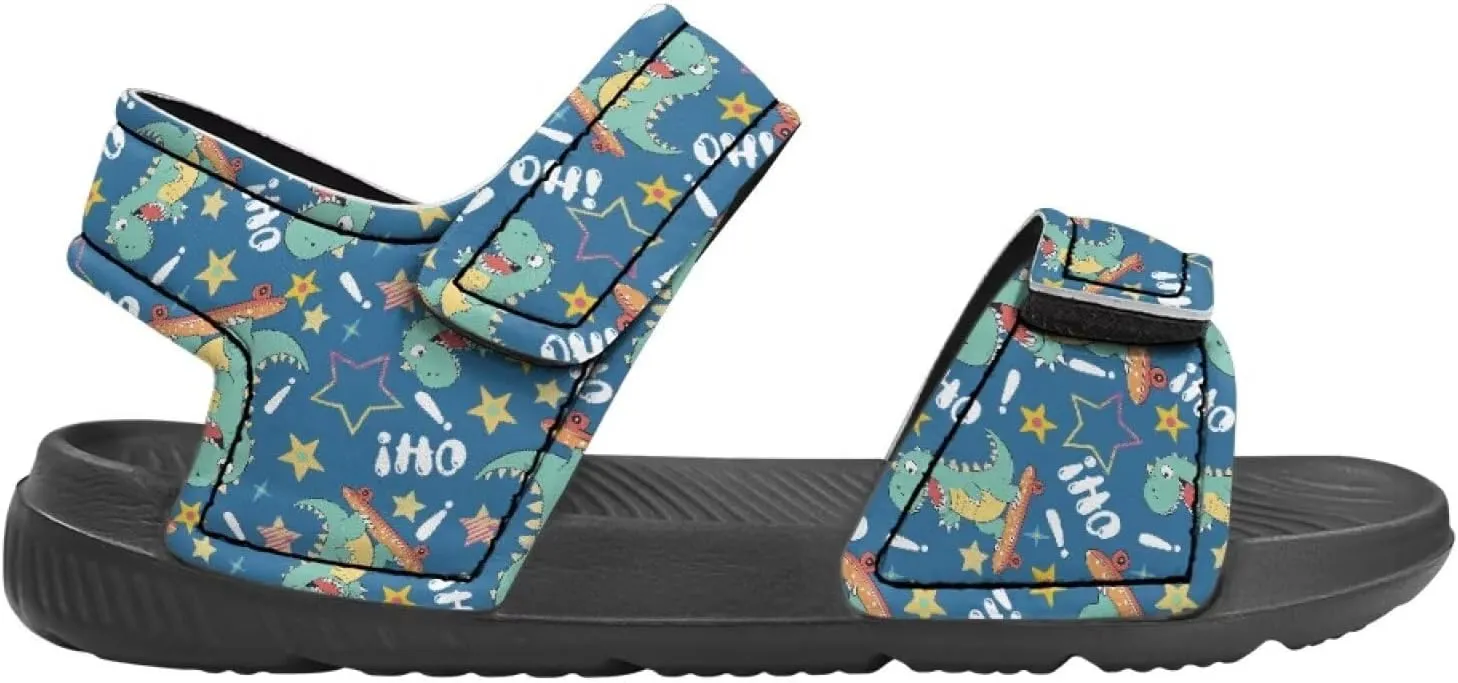Boys' Fashion Sandals with Cool Print, Non-slip, Hook and Loop Design, for Beach, Park, Water Activities