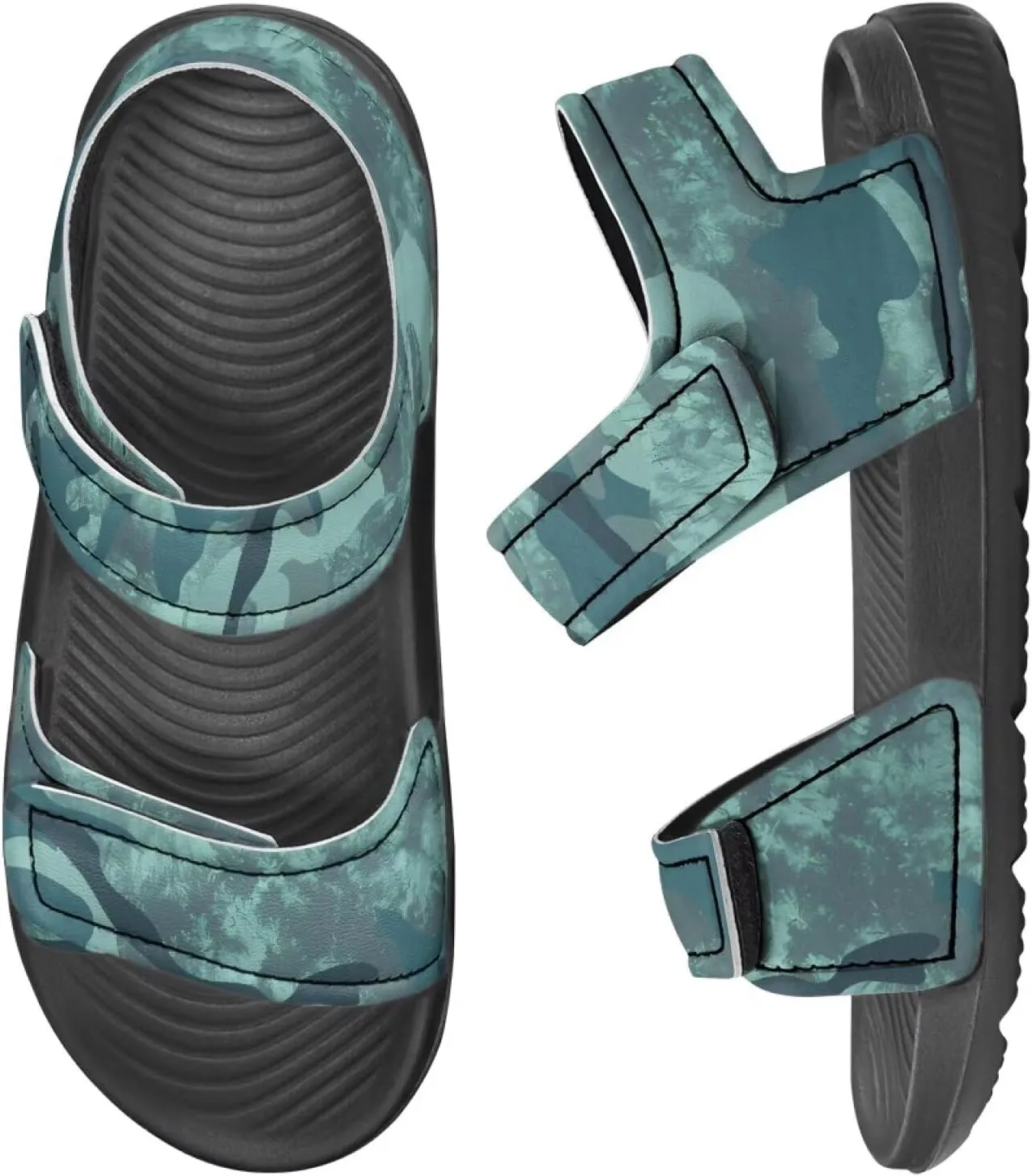 Boys' Fashion Sandals with Cool Print, Non-slip, Hook and Loop Design, for Beach, Park, Water Activities