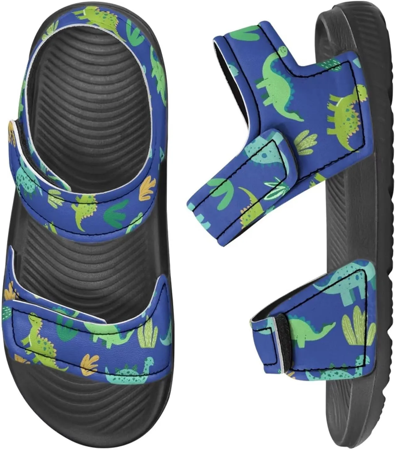 Boys' Fashion Sandals with Cool Print, Non-slip, Hook and Loop Design, for Beach, Park, Water Activities