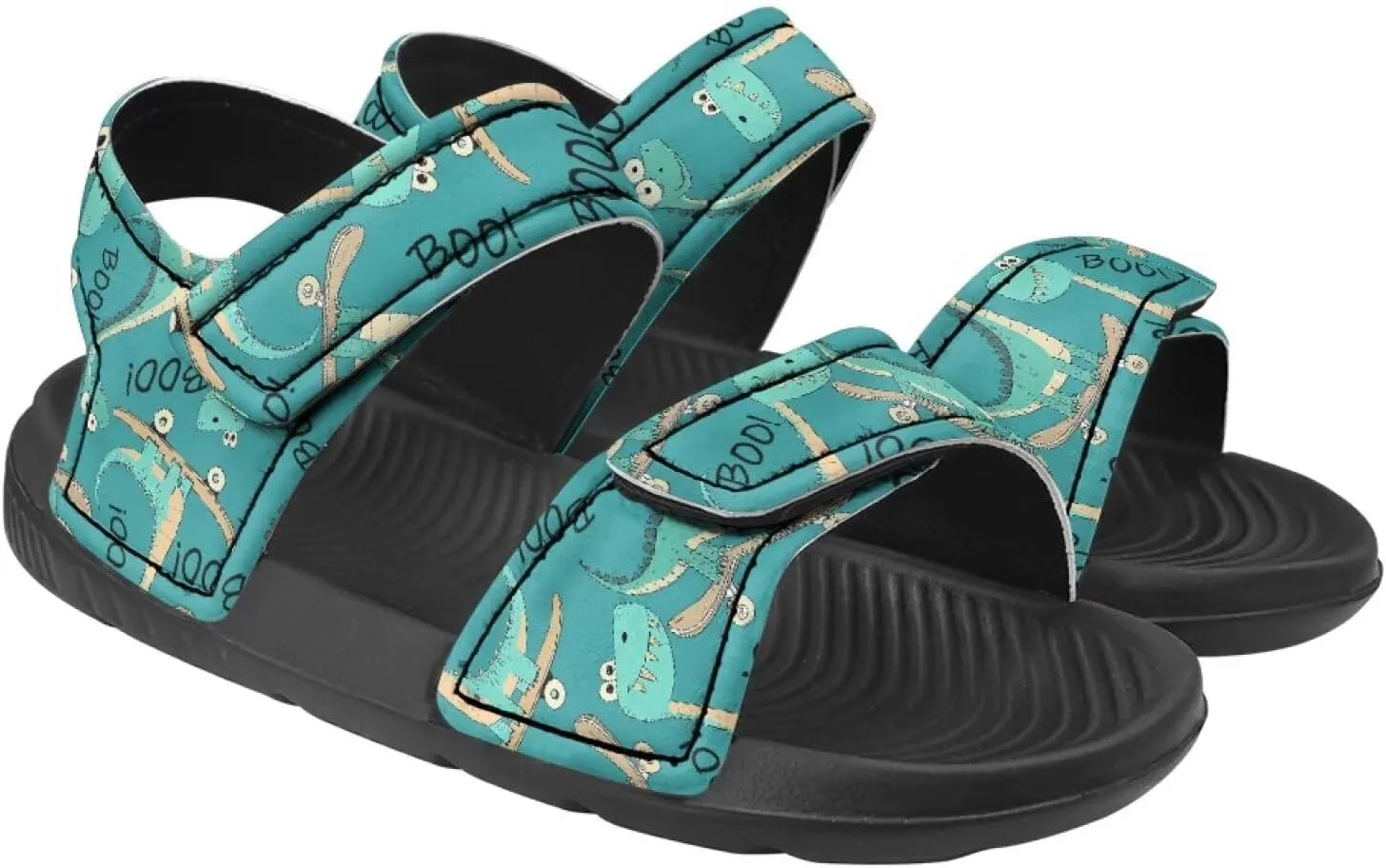 Boys' Fashion Sandals with Cool Print, Non-slip, Hook and Loop Design, for Beach, Park, Water Activities