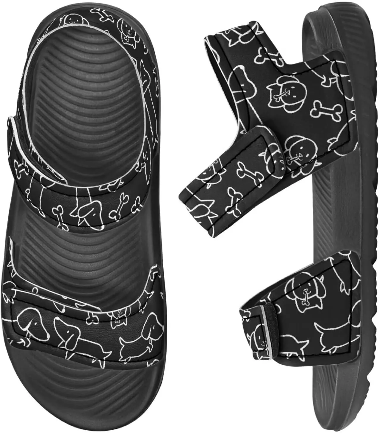 Boys' Fashion Sandals with Cool Print, Non-slip, Hook and Loop Design, for Beach, Park, Water Activities