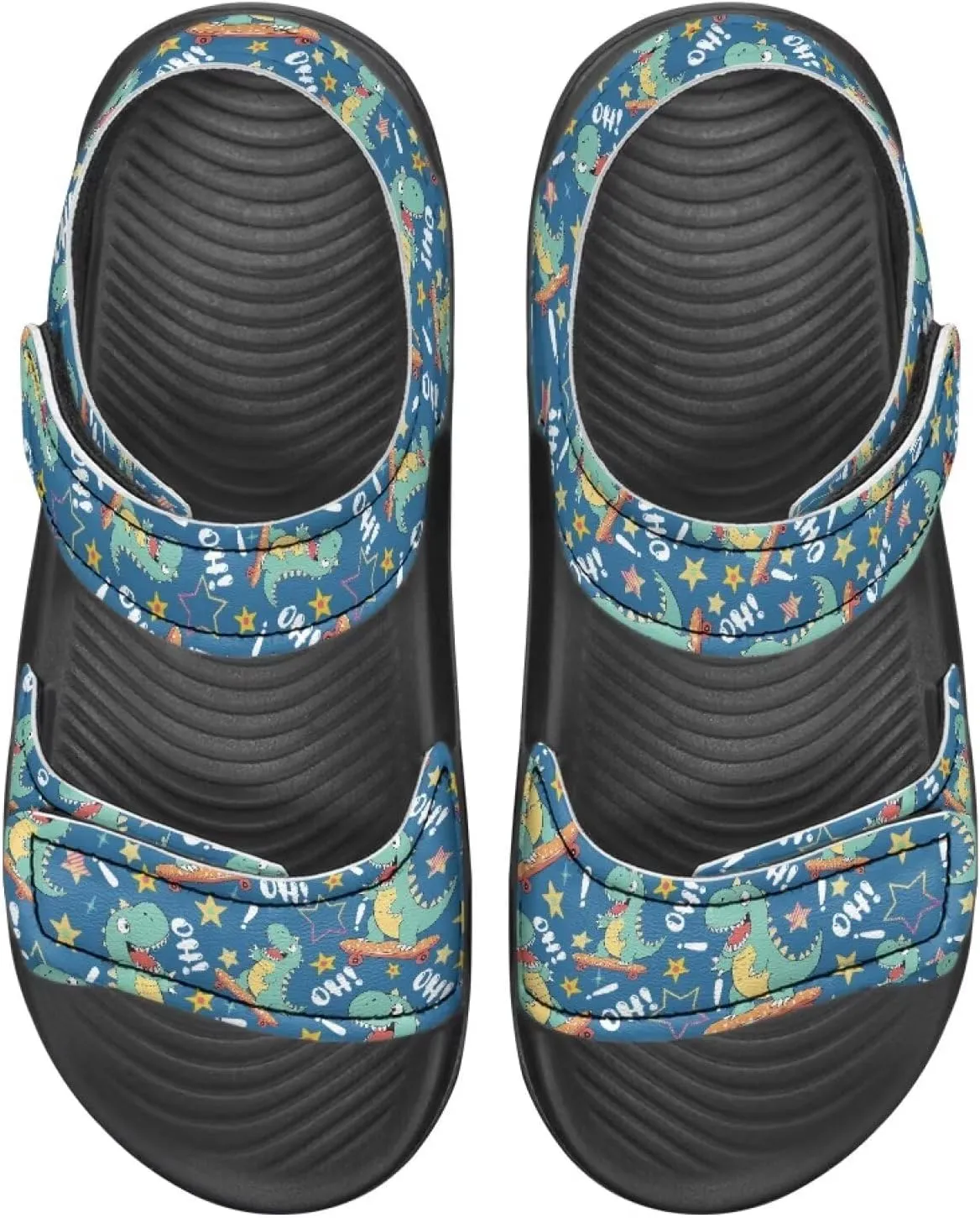 Boys' Fashion Sandals with Cool Print, Non-slip, Hook and Loop Design, for Beach, Park, Water Activities