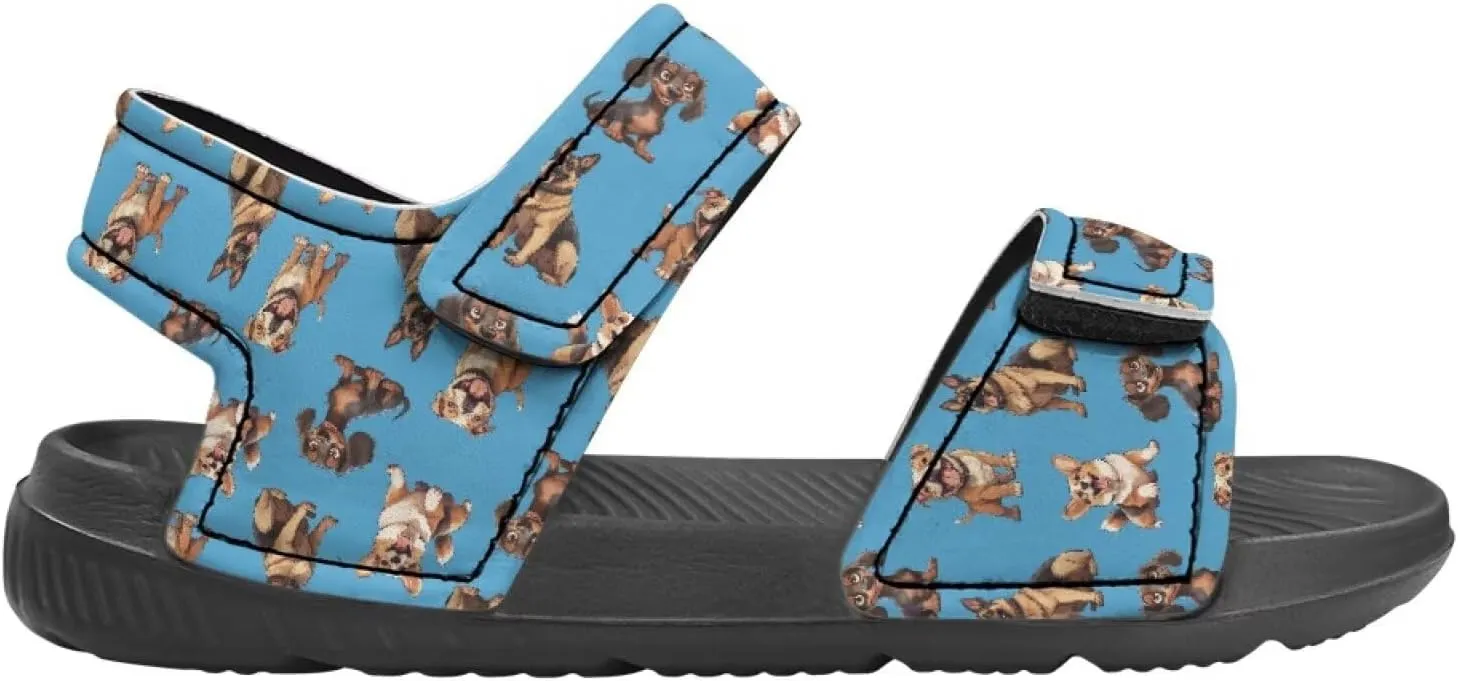 Boys' Fashion Sandals with Cool Print, Non-slip, Hook and Loop Design, for Beach, Park, Water Activities