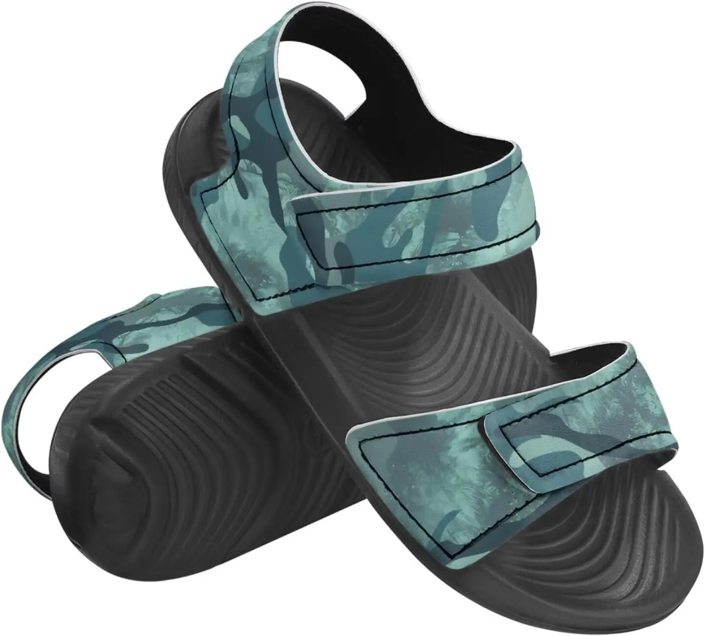 Boys' Fashion Sandals with Cool Print, Non-slip, Hook and Loop Design, for Beach, Park, Water Activities