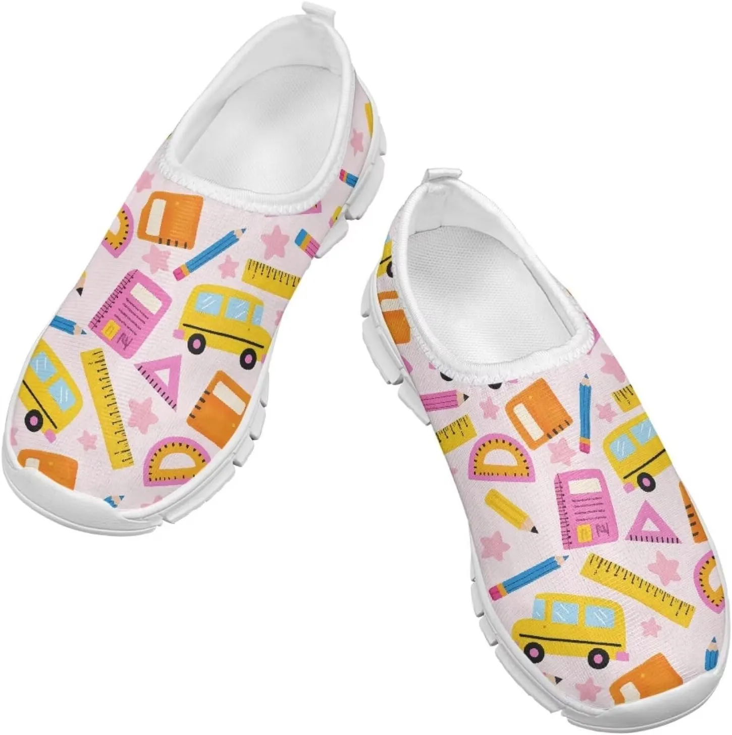 Boys Girls Slip Ons Flat Lightweight Sneakers Walking Casual Loafers Comfortable Art Painted Travel Outdoor Shoes for Big Kids US Size 11-15