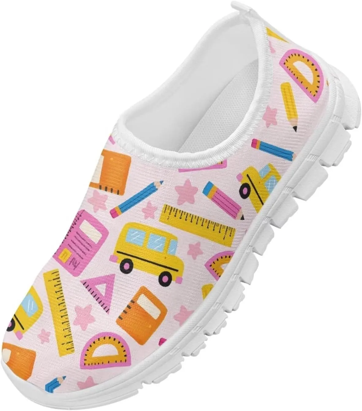 Boys Girls Slip Ons Flat Lightweight Sneakers Walking Casual Loafers Comfortable Art Painted Travel Outdoor Shoes for Big Kids US Size 11-15